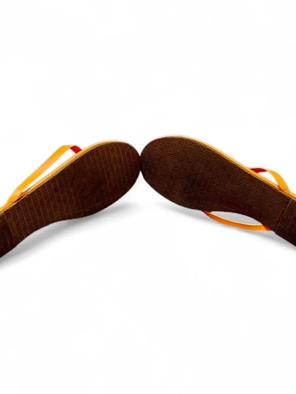 TKEES Zinc Neon Orange Leather Flip-Flop Sandals